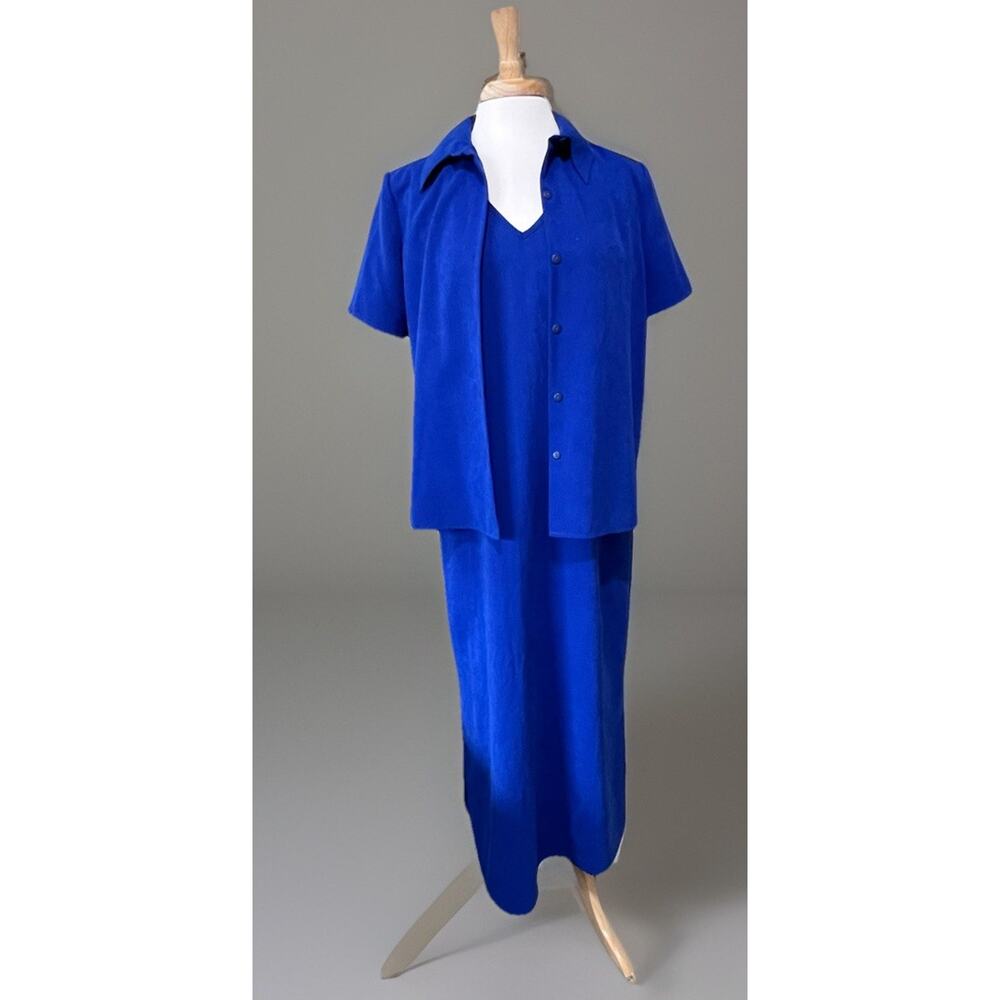UNITS Women's M/L Royal Blue Faux Suede 2pc Maxi Dress & Top Set Career Casual